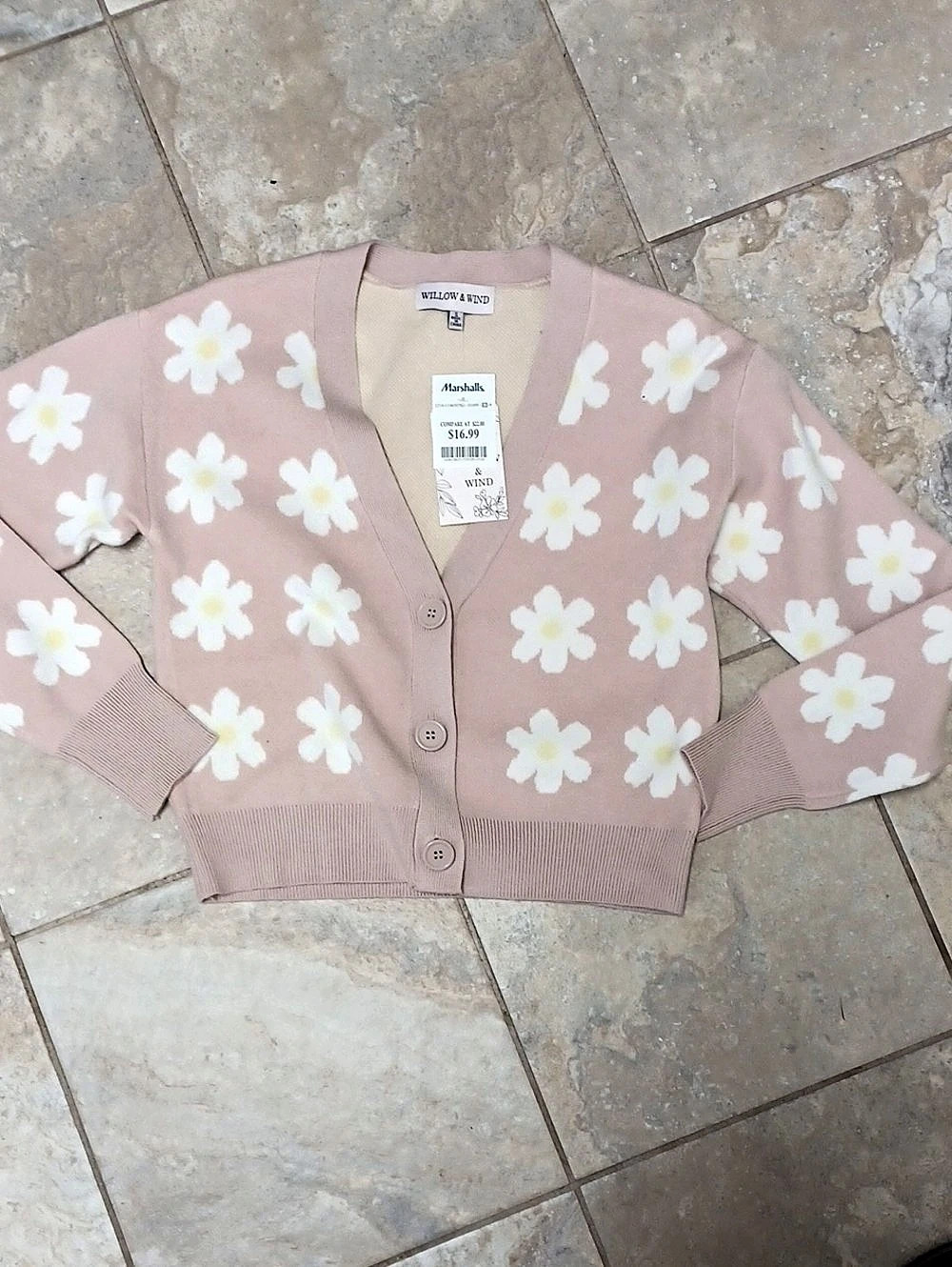 Willow & Wind Floral Cardigan in Pink & White Size Small NWT